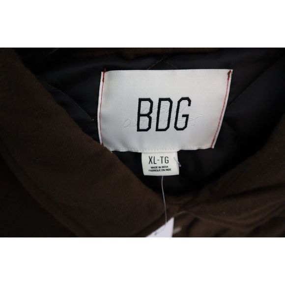 BDG Urban Outfitters OB1340933 Men's Sz XL Brown Quilted Lined Shirt Jacket - Picture 4 of 16